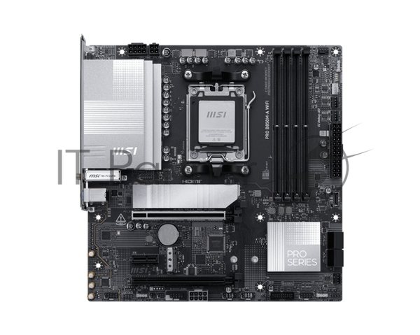 Материнская плата MSI PRO B850M-A WIFI, AM5, AMD B850, 4xDDR5, 4xSATA, 2xM.2, 1xPCIe 5.0 x16, 1xPCIe 4.0 x4, 1xPCIe 3.0 x1, 1xDP, 1xHDMI, 1x5Gb LAN, Wi-Fi 7, Bluetooth 5.4, 2xUSB-C 10Gbps, 3xUSB-A 10Gbps, 3xUSB-A 5Gbps, 4xUSB-A 2.0, 3x3.5 мм, 7.1, mATX