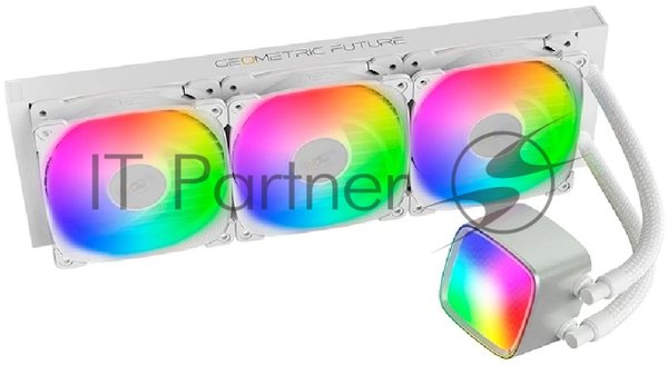 Система жидкостного охлаждения Water Cooling System Geometric Future Eskimo Pro 360 (240W, 360мм, ARGb, белый/Fans: 3x120мм, 80.81CFM, 34.2dBA, 2000RPM/Pump height 54мм, 3200RPM, Rad thickness 27мм/S: 1851, 1700, 1200, 115X, 2011, 2066, AM5, AM4)