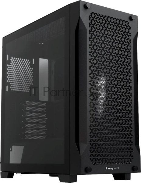 Компьютерный корпус без блока питания Case HSPD M541, Mesh Mid Tower, черный, TG, 0.7 SPCC, no fans, ATX, mATX, mITX, 170/405/210мм, 2x2.5", 2x3.5", 7xPCI, 1xUSB-A 3.0, 2xUSB-A 2.0, 465x220x485мм
