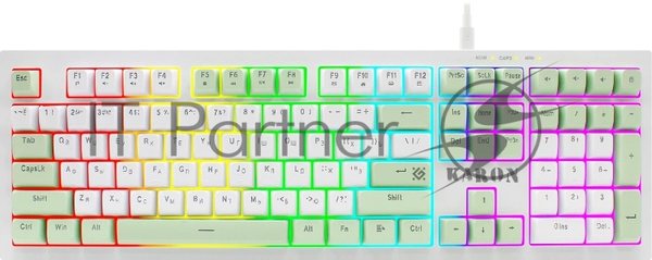 Клавиатура Defender Karon GK-129 проводная, USB Type-A, белый/зеленый