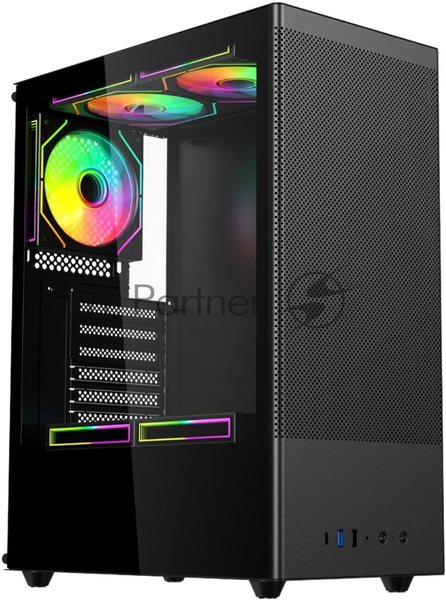 Компьютерный корпус ACD Citadel 108B ATX, Type-C + 2XUSB ports + HD audio combo, Mesh, TG, черный.