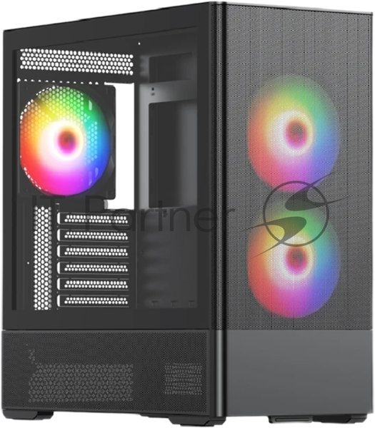 Компьютерный корпус без блока питания Case HSPD M712, Mesh Mid Tower, Black, TG, 0.6 SPCC, no fans, E-ATX, ATX, mATX, mITX, 175/410/160мм, 2x2.5", 2x3.5", 7xPCI, 2xUSB-A 3.0, 476x225x455мм