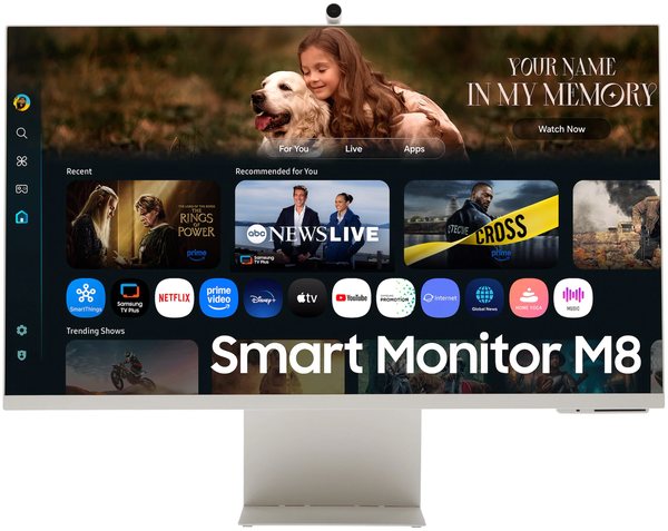 Монитор 31.5" Samsung Smart M8 M80F VA 3840x2160, 60 Гц, 4 мс, 16:9, 400 кд/м², HDMI 2.0, USB-C, USB Hub (2x USB), HDR10+, динамики (2x5 Вт), веб-камера, белый