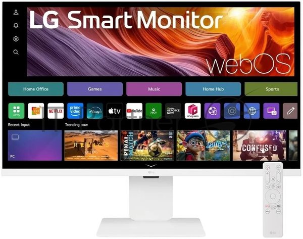 Монитор 31.5" LG UltraFine 32U830SA-W IPS 3840x2160, 60 Гц, 5 мс, 16:9, 400 кд/м², 2xHDMI 2.0, USB-C (65 Вт), USB Hub (2x USB 3.0), 3.5 Jack, HDR10, динамики (2x5 Вт), Smart TV, Wi-Fi, Bluetooth, VESA 100x100, белый