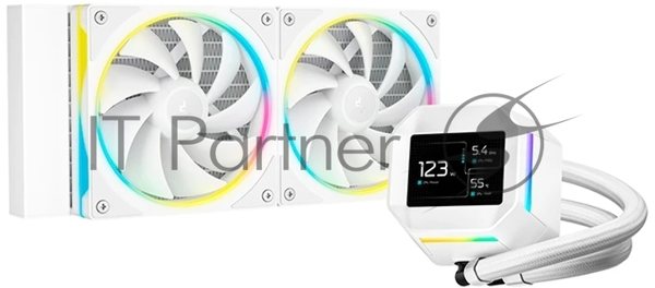 Система жидкостного охлаждения Deepcool LM240 WH ARGB Soc-AM5/AM4/1200/1700/1851 белый 4-pin 19-36dB Al LCD 220W 1404gr Ret (R-LM240-WHDMMC-1)