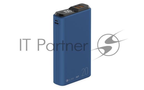 Портативный аккумулятор OLMIO QS-20, 20000mAh, 22.5W QuickCharge3.0/PowerDelivery, LCD, темно-серый