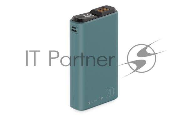 Портативный аккумулятор OLMIO QS-20, 20000mAh, 22.5W QuickCharge3.0/PowerDelivery, LCD, темно-зеленый