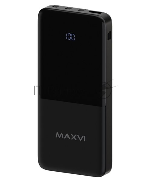Портативный аккумулятор Maxvi PB10-09 10000 мАч, 2A USB + кабели: Type-C/Lightning/MicroUSB
