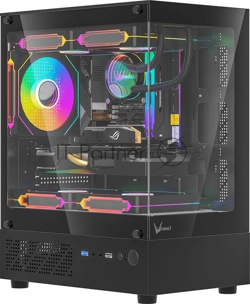 Компьютерный корпус MiniTower AeroCool/Formula Crystal Z1CM PLUS AR black (mATX, без БП, USB Type-A+USB Type-C) (Crystal Z1CM Plus Black AR)