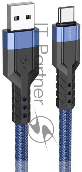 Кабель Hoco U110, USB Type-C (m) - USB (m), 1.2м, MFI, 3A, синий