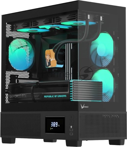 Компьютерный корпус AeroCool/Formula V Line Crystal E1M Black, MATX, USB3.0*2, Switch Display Panel
