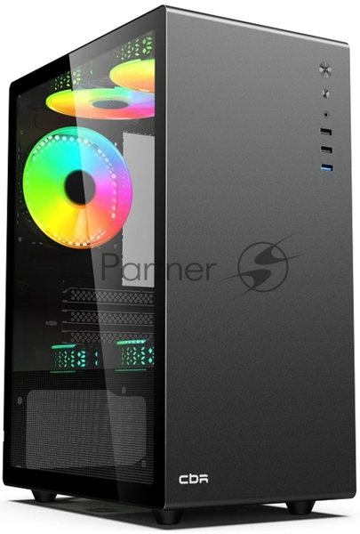 Компьютерный корпус CBR mATX Minitower V500, без БП, 1хUSB 3.0, 2хUSB 2.0, HD Audio+Mic, закаленное стекло, черный PCC-MATX-V500-WPSU