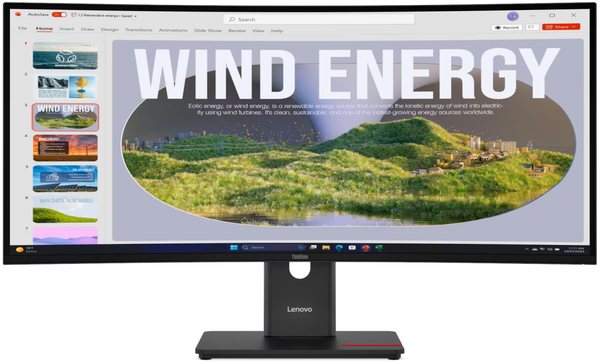 Монитор 34" Lenovo ThinkVision T34WD-40 VA 3440x1440, 120 Гц, 4 мс, 21:9, 300 кд/м², HDMI 2.1, DP 1.4, 2xUSB-C (100 Вт), 3.5 Jack, USB Hub (3x USB 3.2), HDR10, изогнутый экран (1500R), черный