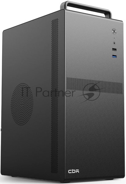 Компьютерный корпус CBR mATX Minitower V205, без БП, 1хUSB 3.0, 1хUSB 2.0, HD Audio+Mic, ручка, каркас металл 1.8мм, Black PCC-MATX-V205-WPSU