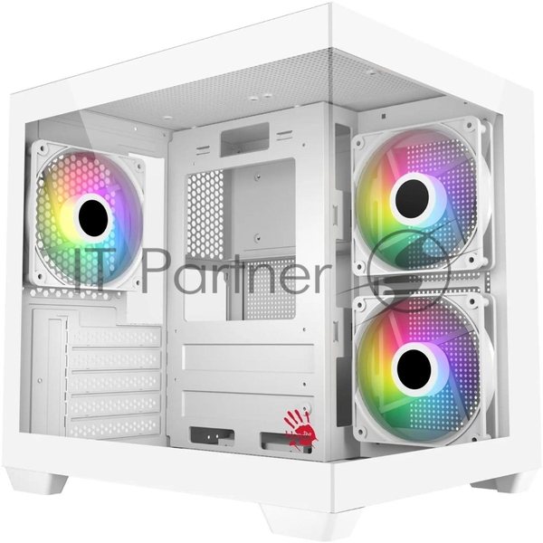 Компьютерный корпус Bloody CC-121 белый без БП mATX 7x120мм 1xUSB2.0 1xUSB3.0 audio