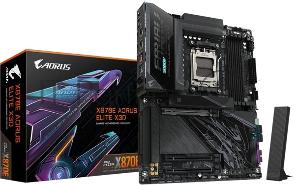Материнская плата Gigabyte X870E AORUS ELITE X3D, AM5, AMD X870E, 4xDDR5, 4xSATA, 4xM.2, 1xPCIe 5.0 x16, 1xPCIe 4.0 x16, 1xPCIe 3.0 x16, 1xHDMI, 1x5Gb LAN, Wi-Fi 7, Bluetooth 5.4, 2xUSB-C 40Gbps (USB4), 1xUSB-C 10Gbps, 5xUSB-A 10Gbps, 3xUSB-A 5Gbps, 3x3.5 мм + S/PDIF оптический, 7.1, ATX