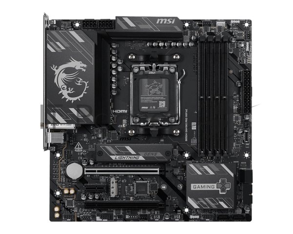 Материнская плата MSI B850M GAMING PRO WIFI6E, AM5, AMD B850, 4xDDR5, 4xSATA, 2xM.2, 2xPCIe 4.0 x16, 1xPCIe x1, 1xHDMI, 1xDP, 1x2.5Gb LAN, Wi-Fi 6E, Bluetooth 5.3, 1xUSB-C 10Gbps, 3xUSB-A 10Gbps, 4xUSB-A 5Gbps, 3x3.5 мм, 7.1, чёрный, mATX