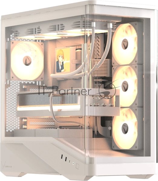 Компьютерный корпус Formula V Line Crystal U9 PA White, ATX, TYPE-C*1, USB3.0*2, Curved Glass, SIDE 3x PERFORMANCE ARGB, REAR 1x PERFORMANCE ARGB