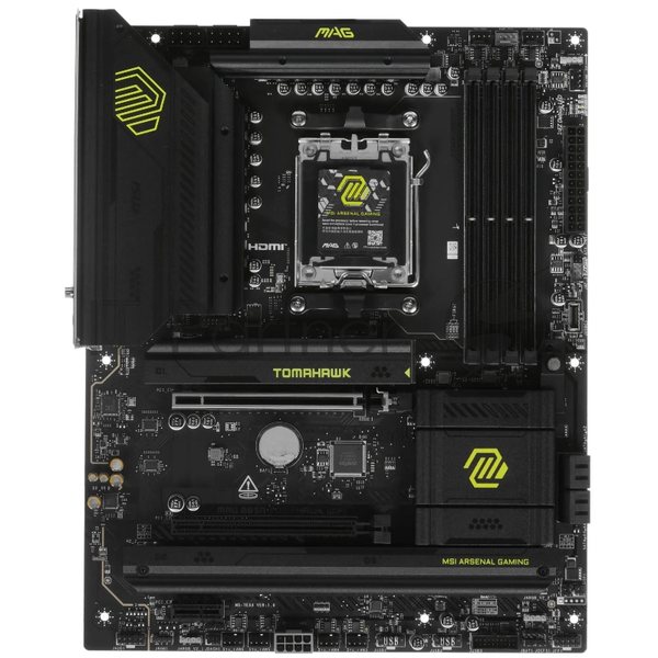 Материнская плата MSI MAG B850 TOMAHAWK WIFI, AM5, AMD B850, 4xDDR5, 4xSATA, 3xM.2, 1xPCIe 5.0 x16, 1xPCIe 4.0 x16, 1xPCIe x1, 1xHDMI, 1xDP, 1x5Gb LAN, Wi-Fi 7, Bluetooth 5.4, 1xUSB-C 20Gbps, 1xUSB-C 10Gbps, 2xUSB-A 10Gbps, 2xUSB-A 5Gbps, 4xUSB-A 2.0, 3x3.5 мм + S/PDIF оптический, 7.1, чёрный, ATX