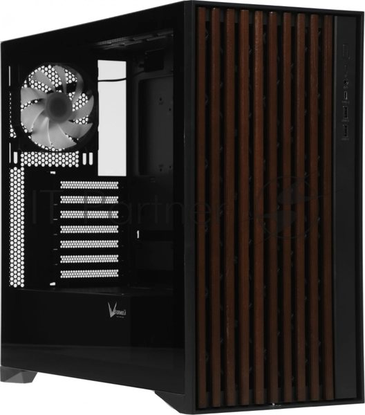 Корпус Formula V Line TimberLine T0 Black, ATX, wood+plastic front, TYPE-C*1, USB3.0*2, FRONT 3x120мм FRGB, REAR 1x120мм FRGB