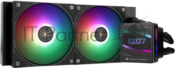 Водяное охлаждение для процессора Thermalright Grand Vision 240 (240mm, LED, Black, ARGB/Fans: 2x120mm, 80.45CFM, 29.4dBA, 2150RPM/Pump height 72.5mm, 6400RPM, Rad thickness 27mm/S: 1700, 1200, 1851, 115X, 2011, 2066, AM5, AM4)