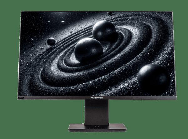 Монитор 27" "Гравитон" МН27П "Автор" IPS 2560x1440, 100 Гц, 5 мс, 16:9, 250 кд/м², HDMI 2.0, DP 1.4, USB-C (65 Вт PD + DP), USB Hub (2×USB-A 3.2 + 1×USB-B), 3.5 Jack, динамики (2×2 Вт), HDR10, Adaptive-Sync, Qi-зарядка (15 Вт), черный