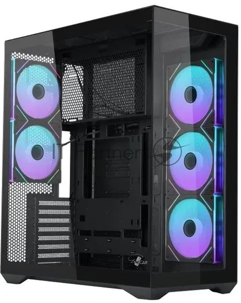 Корпус ATX Eurocase M4801 black, без БП, закаленное стекло 2 стороны