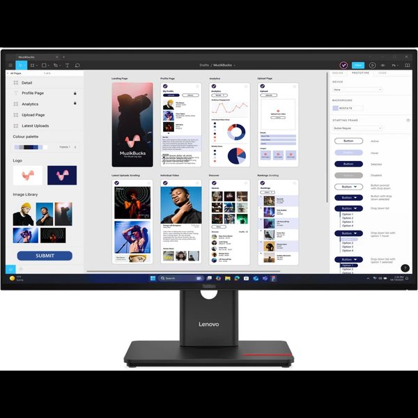 Монитор 31.5" Lenovo T32UD-40 IPS 3840x2160, 60 Гц, 4 мс, 16:9, 350 кд/м², 2×HDMI 2.1, DP 1.4, 2×USB-C (100 Вт + 15 Вт PD), USB Hub (3×USB 3.2 Gen1), RJ-45, 3.5 Jack, HDR10, черный