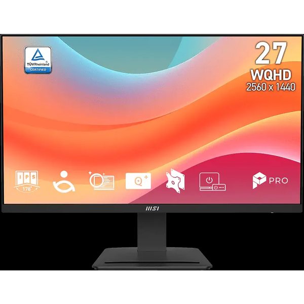 Монитор 27" MSI PRO MP273Q E7 IPS 2560x1440, 75 Гц, 1 мс, 16:9, 250 кд/м², 2×HDMI 2.0, DP 1.4, 3.5 Jack, HDR10, Adaptive-Sync, черный