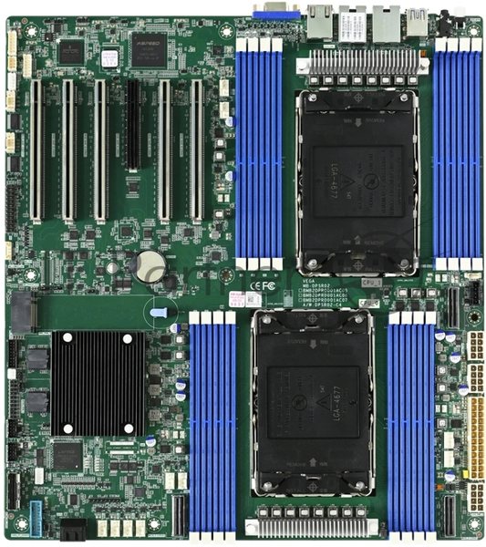 Серверная материнская плата AIC Vega MB, 2xLGA4677, Intel C741, 16xDDR5, 2xSATA, 2xM.2, 5xPCIe 5.0 x16, 1xVGA, 2x1Gb LAN, IPMI, 2xUSB-A 5Gbps, EATX