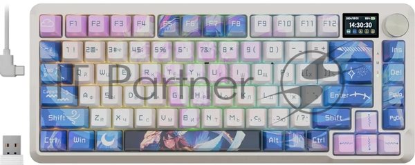 Клавиатура Redragon Flekact Pro гибридная, USB Type-A, Bluetooth, радиоканал, фиолетовый