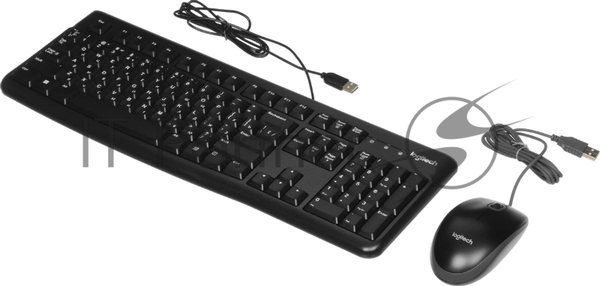 Комплект клавиатура+мышь Logitech MK120 проводной, USB, 1000 DPI, чёрный (неоригинальная гравировка)