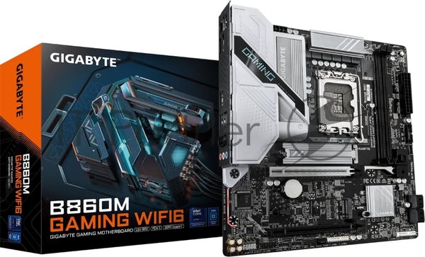 Материнская плата Gigabyte B860M GAMING WIFI6, LGA 1851, Intel B860, 2xDDR5, 4xSATA, 2xM.2, 1xPCIe 5.0 x16, 1xPCIe 4.0 x16, 1xHDMI, 1xDP, 1x2.5Gb LAN, Wi-Fi 6, Bluetooth 5.3, 3xUSB-A 5Gbps, 3xUSB-A 2.0, 1xPS/2, 3x3.5 мм, 7.1, mATX