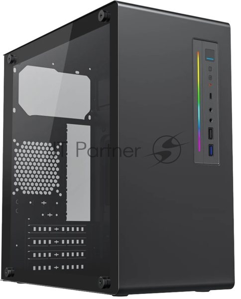 Корпус Foxline FL-728TG-U3C, Mini-Tower, чёрный