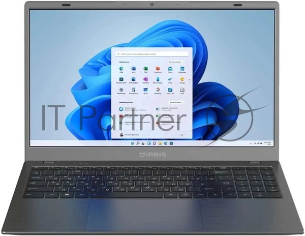 Ноутбук IRBIS GroovyBook 15 Core I5-1250P, 16GB LPDDR5+512GB NVME SSD,15,6"LCD 1920*1080 IPS,Intel AX101 WIFI,Camera 2MP,TPM2.0 , 7.7V 6000mha battery, TYPE C full function,RJ45,Windows 11 Pro RUS,Grey