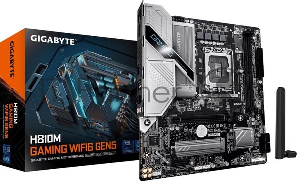 Материнская плата Gigabyte H810M GAMING WIFI6 GEN5, LGA 1851, Intel H810, 2xDDR5, 4xSATA, 1xM.2, 1xPCIe 5.0 x16, 1xPCIe x1, 1xHDMI, 1xDP, 1x2.5Gb LAN, Wi-Fi 6, Bluetooth 5.4, 1xUSB-A 5Gbps, 5xUSB-A 2.0, 1xPS/2, 3x3.5 мм, 7.1, mATX