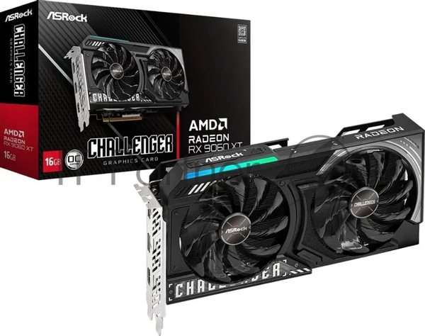 Видеокарта ASRock Radeon RX 9060 XT Challenger 16GB OC RX 9060XT, HDMI, DP*2, 16G, D6