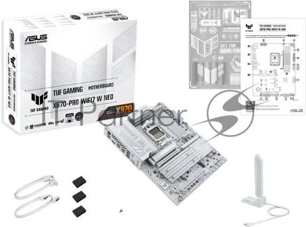 Материнская плата ASUS TUF GAMING X870-PRO WIFI7 W NEO, AM5, AMD X870, 4xDDR5, 2xSATA, 4xM.2, 1xPCIe 5.0 x16, 1xPCIe 4.0 x16, 1xHDMI, 1x5Gb LAN, Wi-Fi 7, Bluetooth 5.4, 2xUSB-C 40Gbps (USB4 / Gen3x2), 3xUSB-A 10Gbps, 4xUSB-A 5Gbps, 1xUSB-A 2.0, 3x3.5 мм, 7.1, ATX