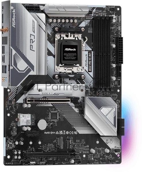 Материнская плата ASRock B650 Pro RS WiFi, AM5, AMD B650, 4xDDR5, 4xSATA, 3xM.2, 1xPCIe 4.0 x16, 1xPCIe 3.0 x16, 1xPCIe 3.0 x1, 1xHDMI, 1xDP, 1x2.5Gb LAN, Wi-Fi 6E, Bluetooth 5.2, 1xUSB-C 10Gbps, 2xUSB-A 5Gbps, 6xUSB-A 2.0, 3x3.5 мм, 7.1, ATX