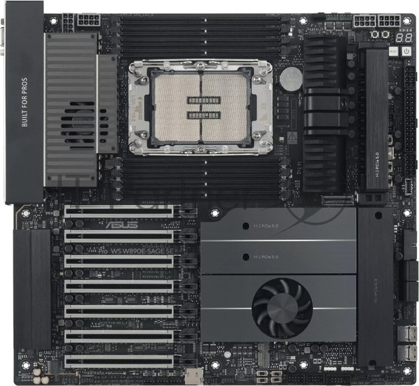 Серверная материнская плата ASUS PRO WS W890E-SAGE SE, LGA 4710-2, Intel W890, 8xDDR5, 4xSATA, 4xM.2, 7xPCIe 5.0 x16, 1xVGA, 2x10Gb LAN, IPMI, 2xUSB-C 40Gbps (USB4 / Gen3x2), 6xUSB-A 10Gbps, 2x3.5 мм, 7.1, EEB