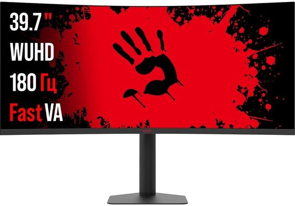 Монитор 39.7" BLOODY MN2X VA 5120x2160, 180 Гц, 5 мс, 21:9, 400 кд/м², 2xHDMI, DisplayPort, USB Type-C, изогнутый экран, Flicker Free, Low Blue Light, HDR10, черный