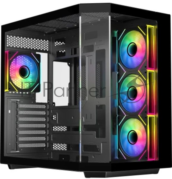 Корпус Eurocase M430ZAF Black, Midi-Tower, чёрный, 4 x 120 мм (3 x 120 мм на боковой панели, 1 x 120 мм на задней)