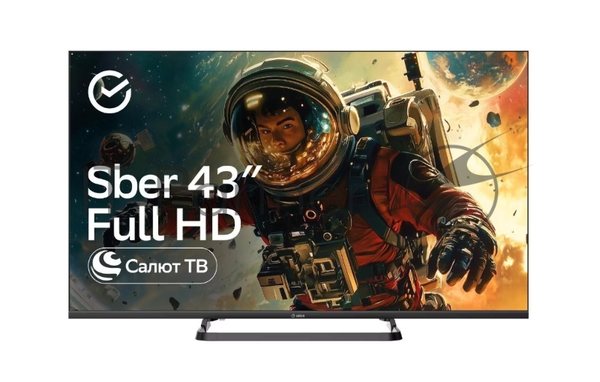Телевизор Sber 43" SDX-43F3000MBA черный LED FHD 60Hz Smart TV Салют ТВ 1.5GB/8GB