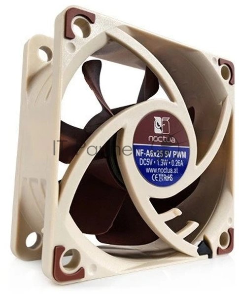 Вентилятор корпусной Noctua NF-A6x25 5V PWM, 60 мм, 3000 об/мин, 19.3 дБ, 4 pin PWM, без подсветки