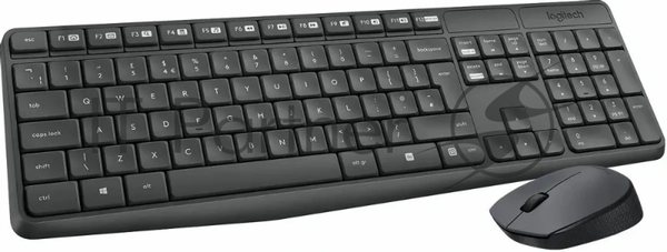 Комплект клавиатура+мышь Logitech MK235 беспроводной, USB, 1000 DPI, серый ( неоригинальная гравировка)