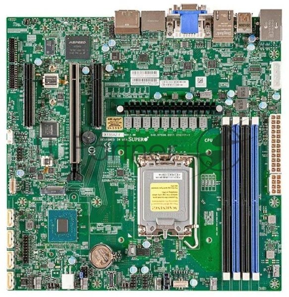 Материнская плата Supermicro X13SAZ-F, LGA1700, Intel R680E, 4xDDR5, 4xSATA, 1xM.2, 1xPCIe 5.0 x16, 2xPCIe 4.0 x4, 1xVGA, 1xDVI-D, 1xHDMI, 2xDisplayPort, 2x2.5Gb LAN, 4xUSB 3.2 Gen2, 3x3.5 мм, 7.1, microATX