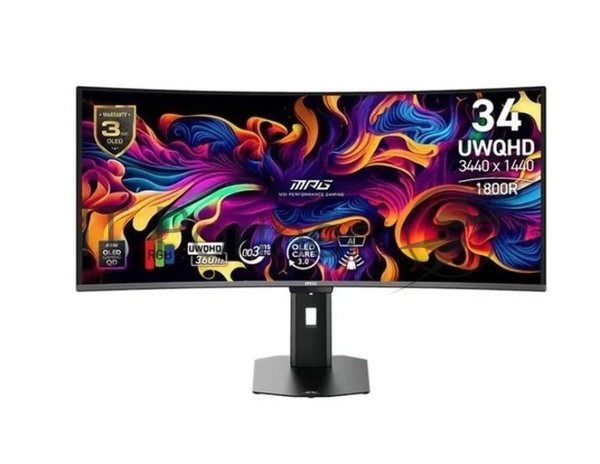 Монитор MSI 34" MPG 341CQR QD-OLED X36 1800R, 21:9, QD-OLED, UWQHD, 0,03ms, 300cd, 360Hz, HDMI, DP, USB, USB-C, HAS