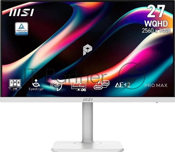 Монитор MSI 27" Pro Max 271QPHW E14 белый IPS LED 4ms 16:9 HDMI M/M матовая HAS Piv 1500:1 300cd 178гр/178гр 2560x1440 144Hz DP Quad 2K (1440p) USB 6.4кг