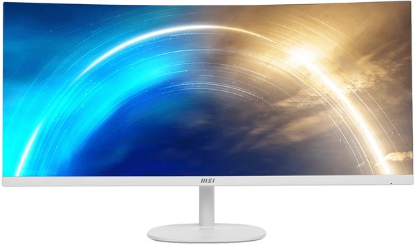 Монитор 34" MSI PRO MP341CQW VA 3440x1440, 100 Гц, 4 мс, 21:9, 300 кд/м², 2xHDMI, DisplayPort, FreeSync, изогнутый 1500R, Flicker Free, Low Blue Light, белый