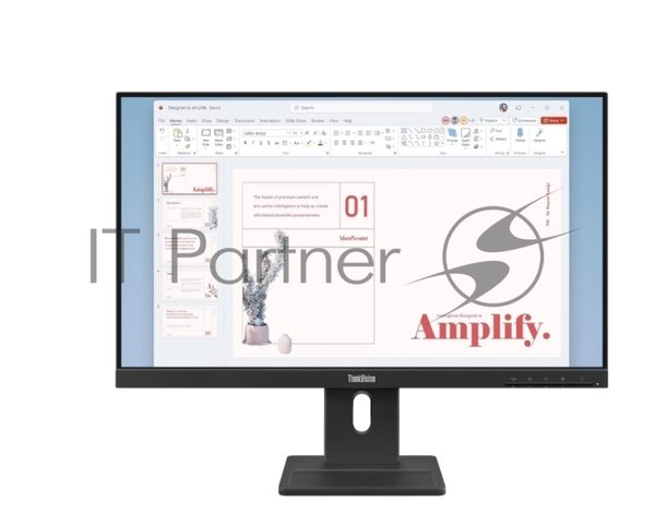 Монитор 23.8" Lenovo ThinkVision E24-40 IPS 1920x1080, 100 Гц, 6 мс, 16:9, 250 кд/м², HDMI, DisplayPort, VGA, Flicker Free, Low Blue Light, черный